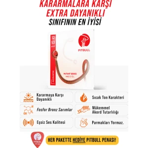 Pitbull Strings Mutant Seri Coated Kararmaya Karşı Dayanıklı Akustik Gitar Teli Takım Mag