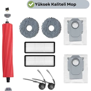 Roborock Qrevo L Uyumlu Ana Fırça, Hepa Filtre  Mop  Yan Fırça Toz Torbası Seti 9 Parça