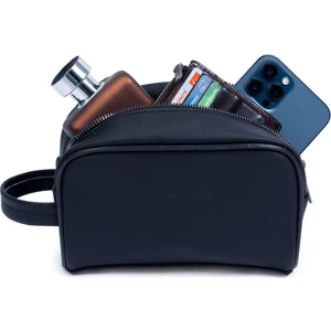 MC02 Siyah Erkek El Çantası Hakiki Deri Günlük Kullanım, Seyahat, Tıraş Çantası