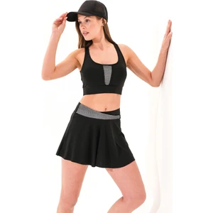 725704_Şort Etekli File Detaylı Crop Kadın Deniz/Havuz Mayosu Siyah/Beyaz