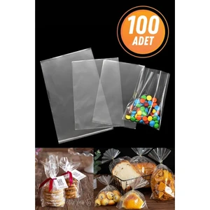 Eliz Party Şeffaf Parlak Bantsız Jelatin Poşet 10X20CM Kurabiye Aksesuar Paketleme Poşeti 100 Adet