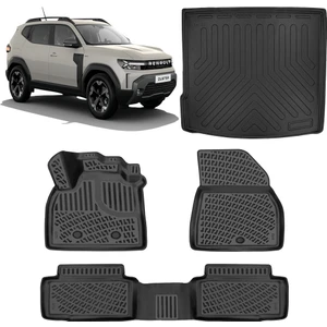 Renault Duster Full Hybrit 4x2 2024 Sonrası  3D Havuzlu Paspas Siyah ve  Üst Kademe  Bagaj Havuzu Set