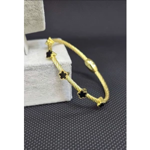 Halat Kordon Çelik Yonca Model Mıknatıs Kapama Charm Bileklik