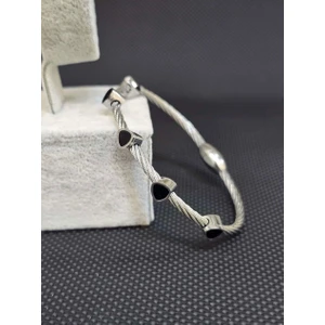 Halat Kordon Çelik Yonca Model Mıknatıs Kapama Charm Bileklik