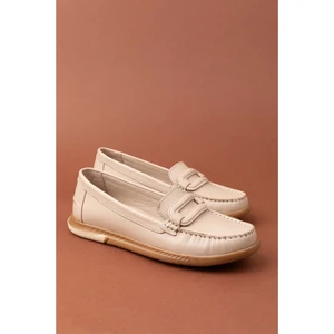 Kadın Hakiki Deri Günlük Rahat Klasik Ayakkabı HL.24105 - Bej - 37 Bej
