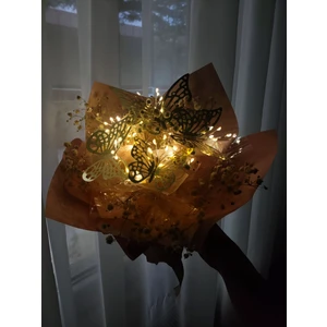 Olala Gift Me Öğretmenler günü hediyesi Kelebekli  Buket Doğum Günü, Sevgiliye LED Işıklı, Cipso Çiçekli,özel Hediye