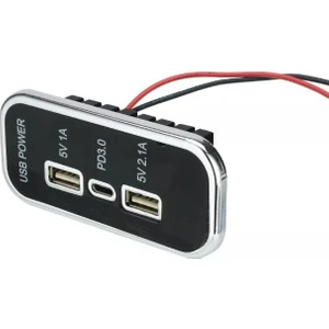 Type-C USB 3 Portlu Araç Şarj Soketi Adaptörü 12V-24V