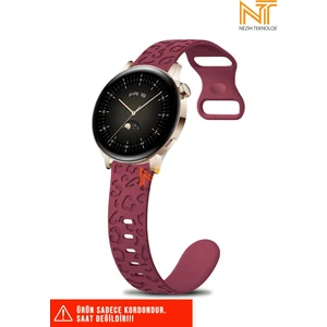 Huawei Watch Gt-Gt2-Gt3 42MM Elegant 20MM Uyumlu 5d Leopar Desenli Silikon Kordon