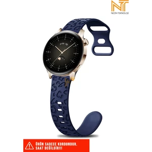 Huawei Watch Gt-Gt2-Gt3 42MM Elegant 20MM Uyumlu 5d Leopar Desenli Silikon Kordon