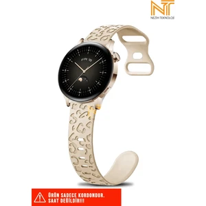Huawei Watch Gt-Gt2-Gt3 42MM Elegant 20MM Uyumlu 5d Leopar Desenli Silikon Kordon