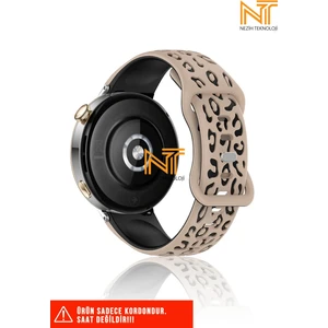 Huawei Watch Gt-Gt2-Gt3 42MM Elegant 20MM Uyumlu 5d Leopar Desenli Silikon Kordon