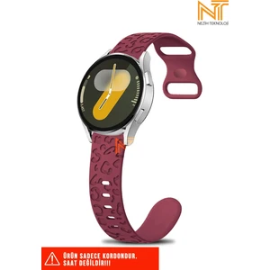 Samsung Galaxy Watch Fe / 4 / 5 / 5 Pro / 6 / 7 40 42 44 46MM Uyumlu Leopar Desenli Silikon Kordon