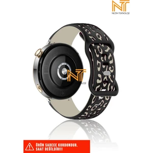 Huawei Watch Gt-Gt2-Gt3 42MM Elegant 20MM Uyumlu 5d Leopar Desenli Silikon Kordon