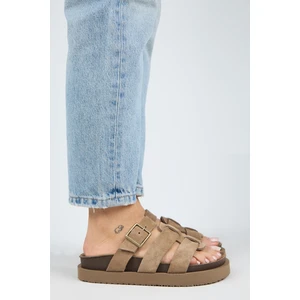 Luno Platform Kadın Deri Vizon Terlik