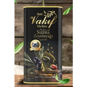 Bizim Vakıf Köy Koop Geleneksel Taş Baskı Naturel Sızma Zeytinyağı 5 Lt - Soğuk Sıkım, Yumuşak Içim