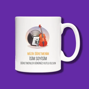 Öğretmenler Günü Kişiye Özel Müzik Öğretmeni Tasarımlı Hediye Kupa Bardak