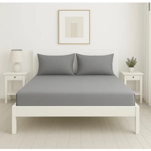 Gri Renk | Tek Kişilik | Lastikli Çarşaf Seti | 100X200 cm %80 PAMUK