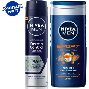 Men Derma Control Clinical Erkek Sprey Deodorant 150ML & Men Sport Duş Jeli 250 ml