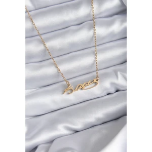 316L Çelik Zincir Gold Renk Atatürk Imzası Model Kadın Kolye