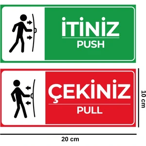 Kkdstock Itiniz Çekiniz Kapı Uyarı Etiketi Arkası Yapışkanlı Sticker 2 Adet