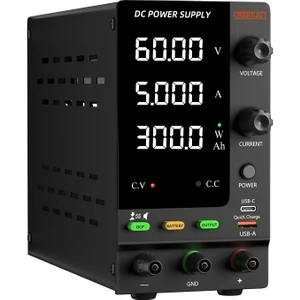 0-60V/5A Ayarlanabilir Dc Güç Kaynağı Voltaj Regülatörü Şarj Fonksiyonlu Model (Siyah)