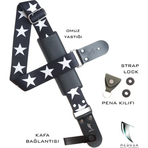 Omuz Yastıklı Gitar Askısı Strap Lock Pena Kılıfı Hediyeli Sırıus Model