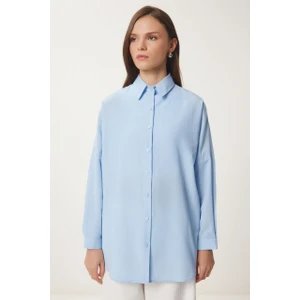 Kadın Oversize Uzun Basic Gömlek