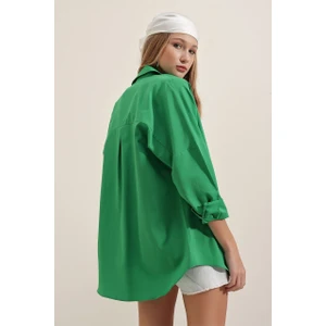 Kadın Oversize Uzun Basic Gömlek