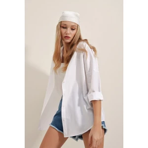 Kadın Oversize Uzun Basic Gömlek