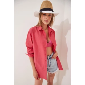 Kadın Oversize Uzun Basic Gömlek