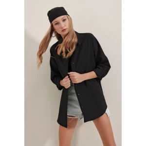 Kadın Oversize Uzun Basic Gömlek