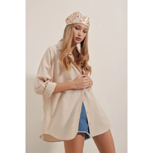 Kadın Oversize Uzun Basic Gömlek