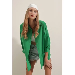 Kadın Oversize Uzun Basic Gömlek