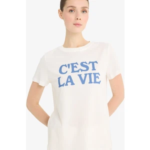 Regular Fit Bisiklet Yaka Baskılı Penye Kısa Kollu Tişört F5888AX25SM