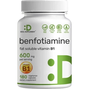 Deal Supplement Benfotiamine, B1, Thiamine, 600  mg 180 Veg Caps