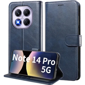 Xiaomi Redmi Note 14 Pro 5g Kılıf 360 Tam Kaplar Deri Dokulu Kapaklı Cüzdan Standlı Kartvizitli Kopçalı Kapak Kartlıklı