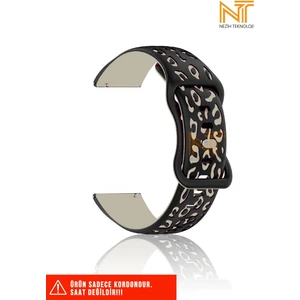 Huawei Gt2 / Gt2 Pro / Gt3 / Gt4 / Gt5 / Gt5 Pro / Gt6 / Gt6 Pro 46mm Uyumlu Leopar Desen Silikon Kordon 22mm