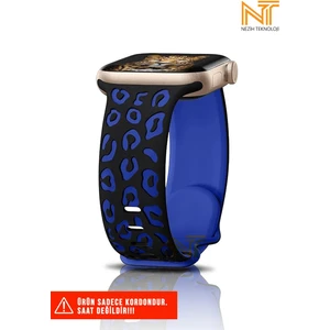 Apple Watch 2/3/4/5/6/7/8/9/10/se/se2/ultra/ultra2 44/45/46/49MM Uyumlu Leopar Silikon Kordon