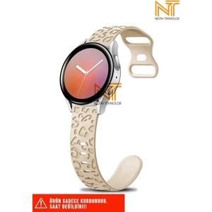 Samsung Galaxy Active 2 40 / 44MM Uyumlu Leopar Desenli Silikon Kordon 20 mm