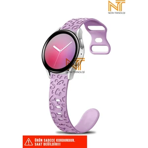 Samsung Galaxy Active 2 40 / 44MM Uyumlu Leopar Desenli Silikon Kordon 20 mm