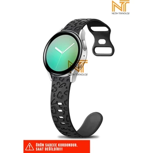 Samsung Galaxy Active 2 40 / 44MM Uyumlu Leopar Desenli Silikon Kordon 20 mm