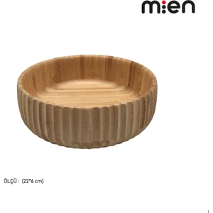 Bambu Çizgili Kase ,büyük Boy 22*6cm Meyvelik Ekmeklik Salata Meze Bowl Curve Kase