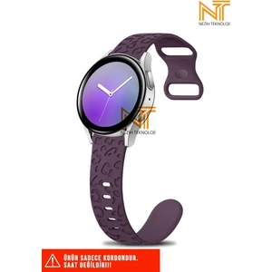 Samsung Galaxy Active 2 40 / 44MM Uyumlu Leopar Desenli Silikon Kordon 20 mm