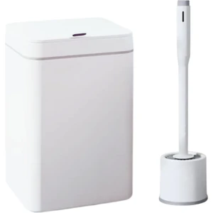 Sensörlü Otomatik Plastik Çöp Kovası 12 Litre + Deterjan Hazneli Silikon Klozet Fırçası