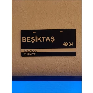 Beşiktaş Duvar Süsü Siyah Beyaz 13×24 cm