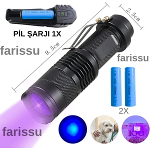 Gold Orion Or-90 Uv Mor Işık El Feneri | 1900 Mah Şarjlı | 2 Pil + Şarj Cihazı | 50 Metre Aydınlatma