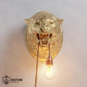 Leopar Başlı Şık ve Modern Duvar Lambası Nestvibe Özel Seri