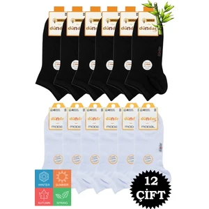 Kadın Dört Mevsim Modal Çift Renk Karışık Patik Çorap 12'li