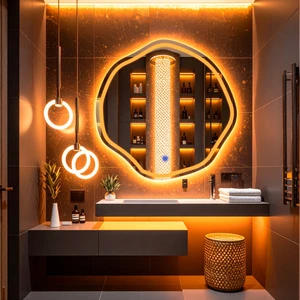 Lys Amber Led'li Lazer Kumlamalı Lavabo & Banyo Aynası (Dokunmatik Sensörlü)