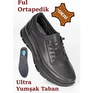 Tam Ortopedik Topuk Masajlı Taban Erkek Ayakkabı Hakiki Deri Mevsimlik Ayakkabı